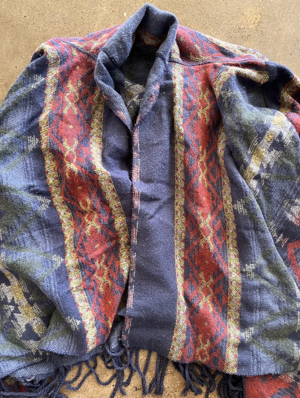 Woman's Hollister Navy & Red Patterned Shawl Cardigan